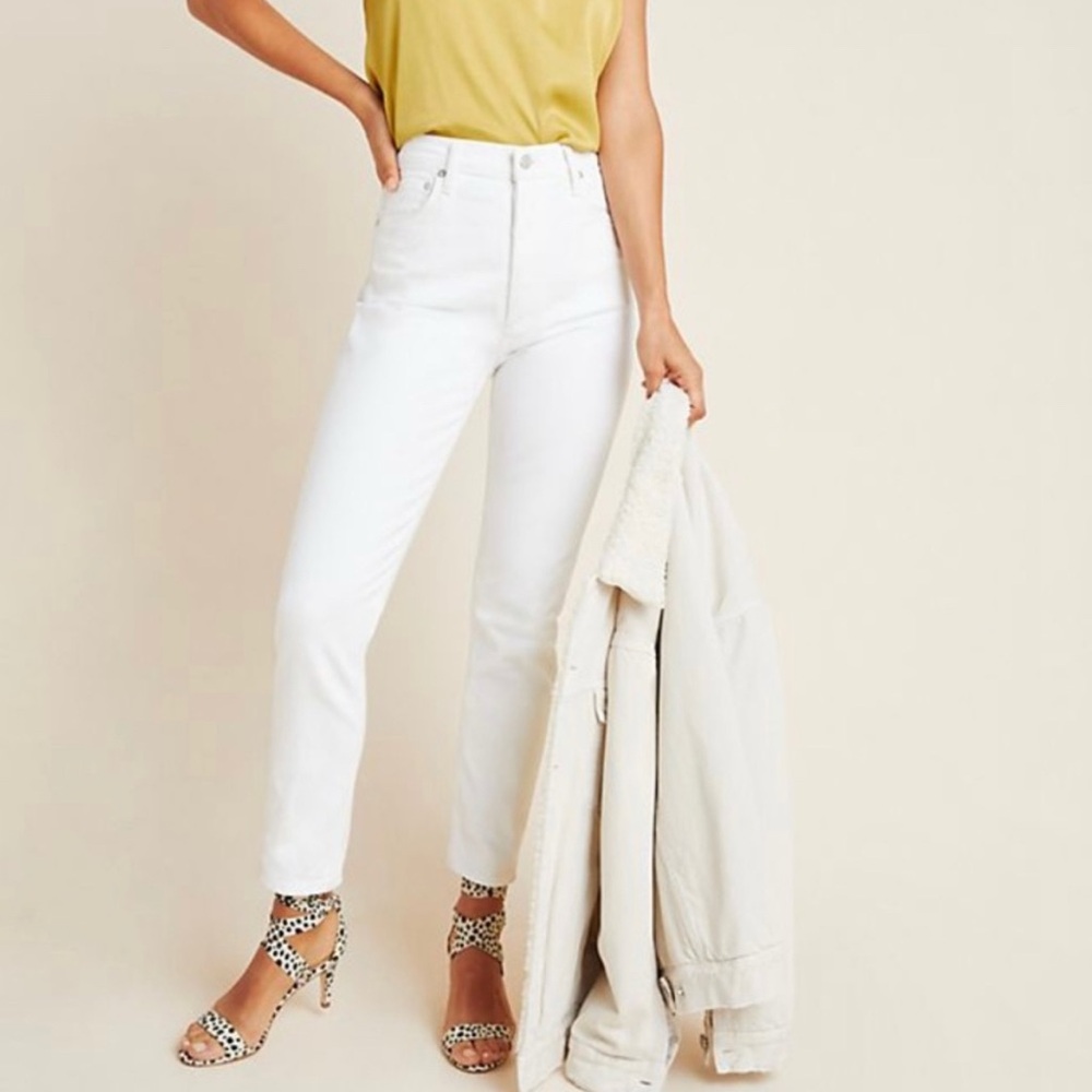 AGOLDE Nico High Rise Slim Fit Jeans in Blurred White Size 28